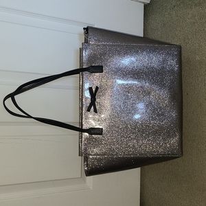 Kate Spade PVC Glitter Taden Tote Bag in grey with black lining-KS bag